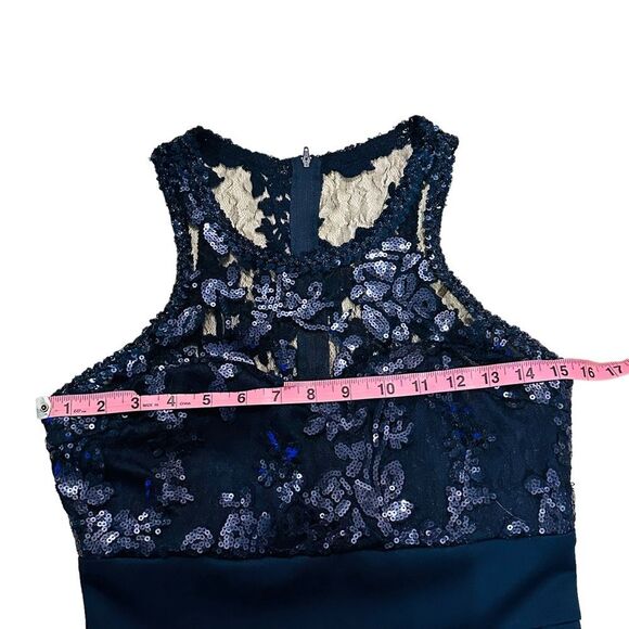 Sequin Hearts Navy Blue Sequin Bodycon Midi Dress - Size 7 - Picture 13 of 16
